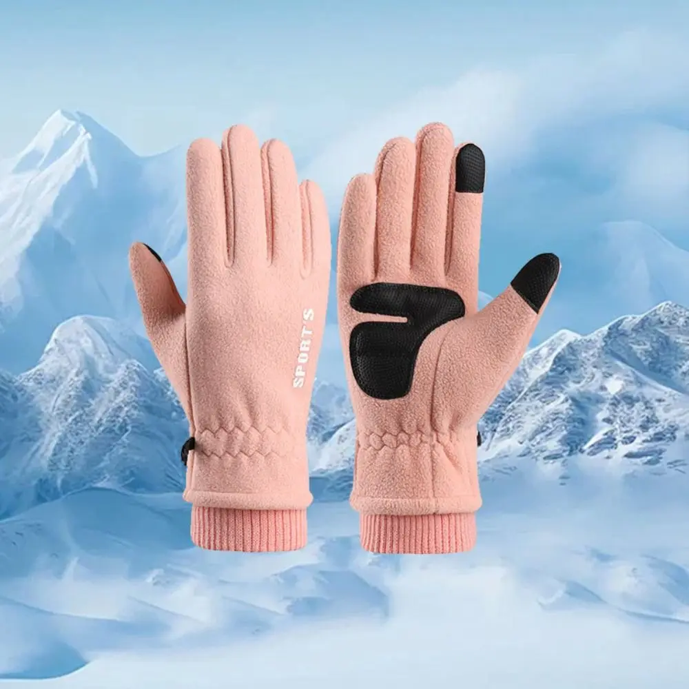 Soft Keep Warm Fleece Gloves Windproof Thicken Winter Warm Gloves Full Finger Touch Screen Cycling Mittens Female/Girls