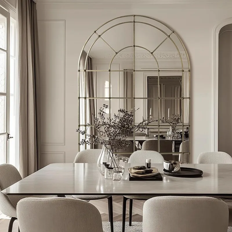 مرآة ذهبية فاخرة لغرفة المعيشة الحديثة ديكور مخصص الشمال مرآة الطابق الجمالية حديقة إنفينيتي شبيجل العصا المنتجات المنزلية