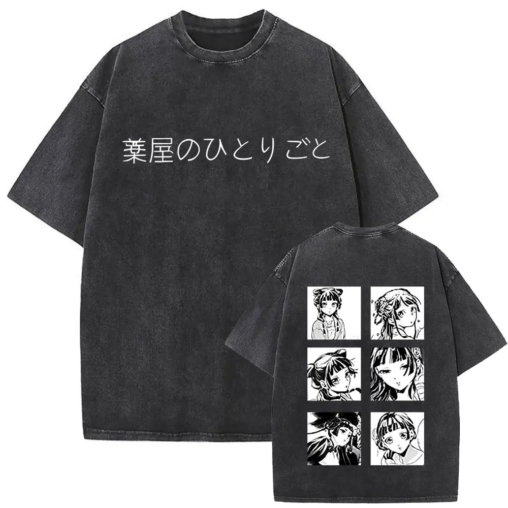 Washed Vintage Anime The Apothecary Diaries Graphic T-shirt Kawaii Cute Maomao Merch T Shirt Men Women Manga Oversized T-shirts