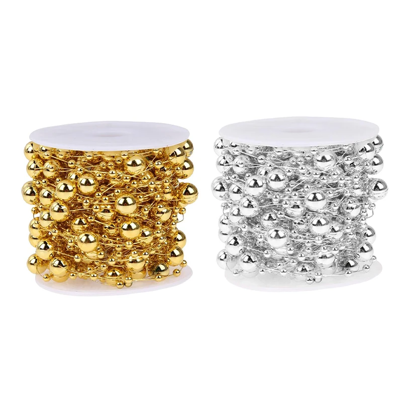 

10 Meters Round Beaded Chain Christmas Tree Hanging Ornament DIY Hand flower Home Garden Garlend Wreath Christmas Decorations