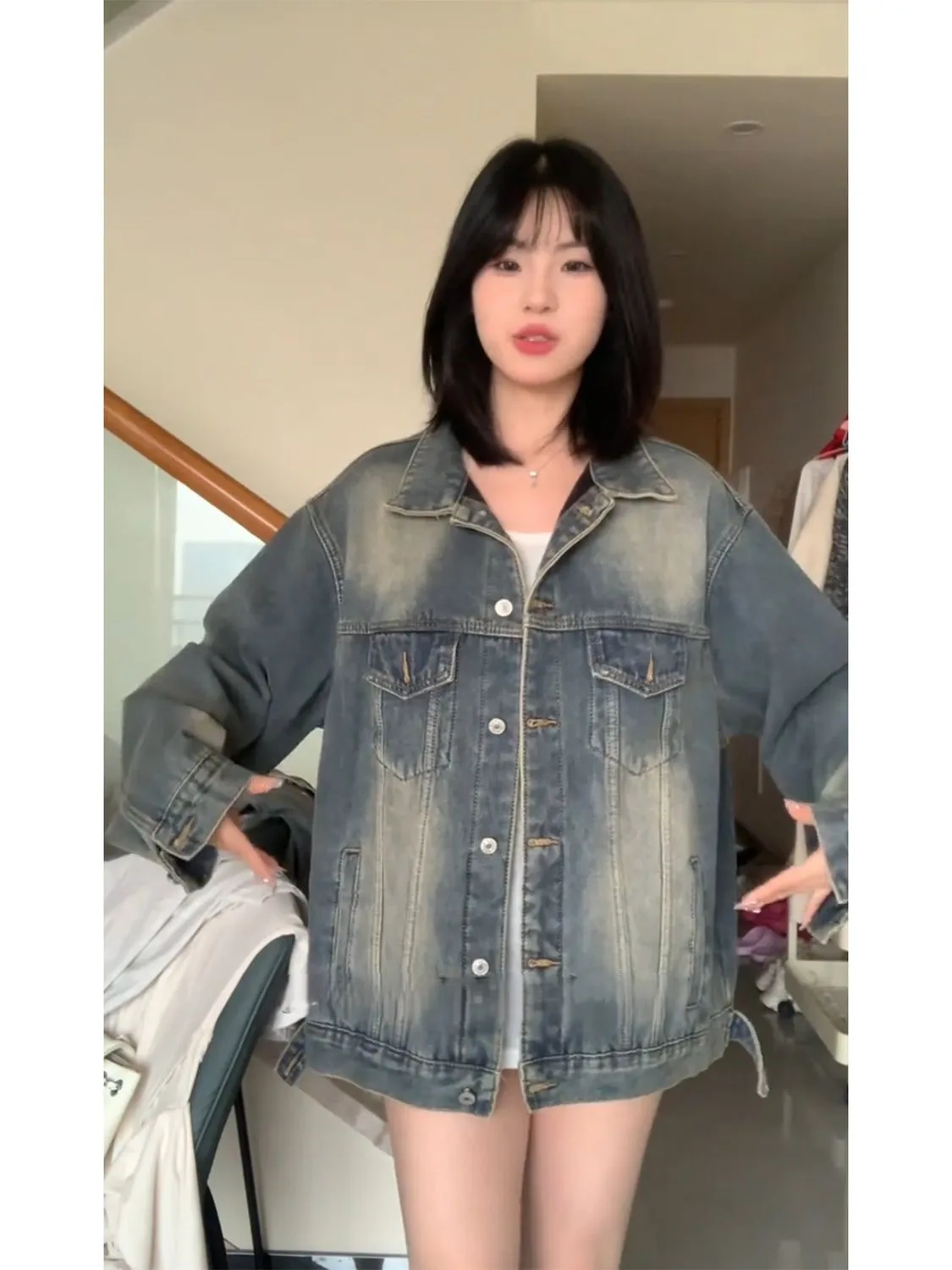 

Джинсовое пальто Buttions, меховое плюшевое женское зимнее софтшелл, стандартный крой, элегантная подккультура, вечеринка для отдыха, воротник на пуговицах, клапан OL