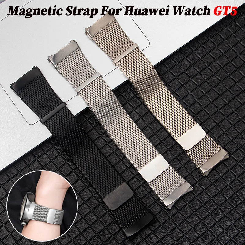 Armband für Huawei Watch GT5 42mm 46mm Magnetisches Edelstahl-Uhrenarmband für Huawei Watch GT5 Schnellverschluss-Uhrenband