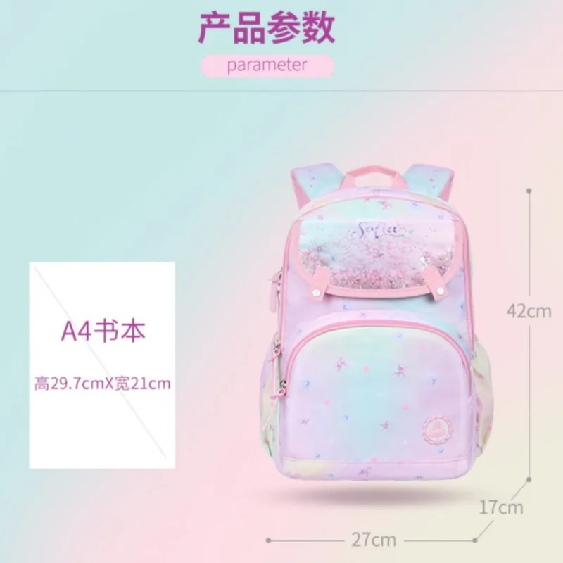 Disney Sofia Backpack for Girls Light Load Reduction Spine Protection Durable Children Single Shoulder Bag School Use