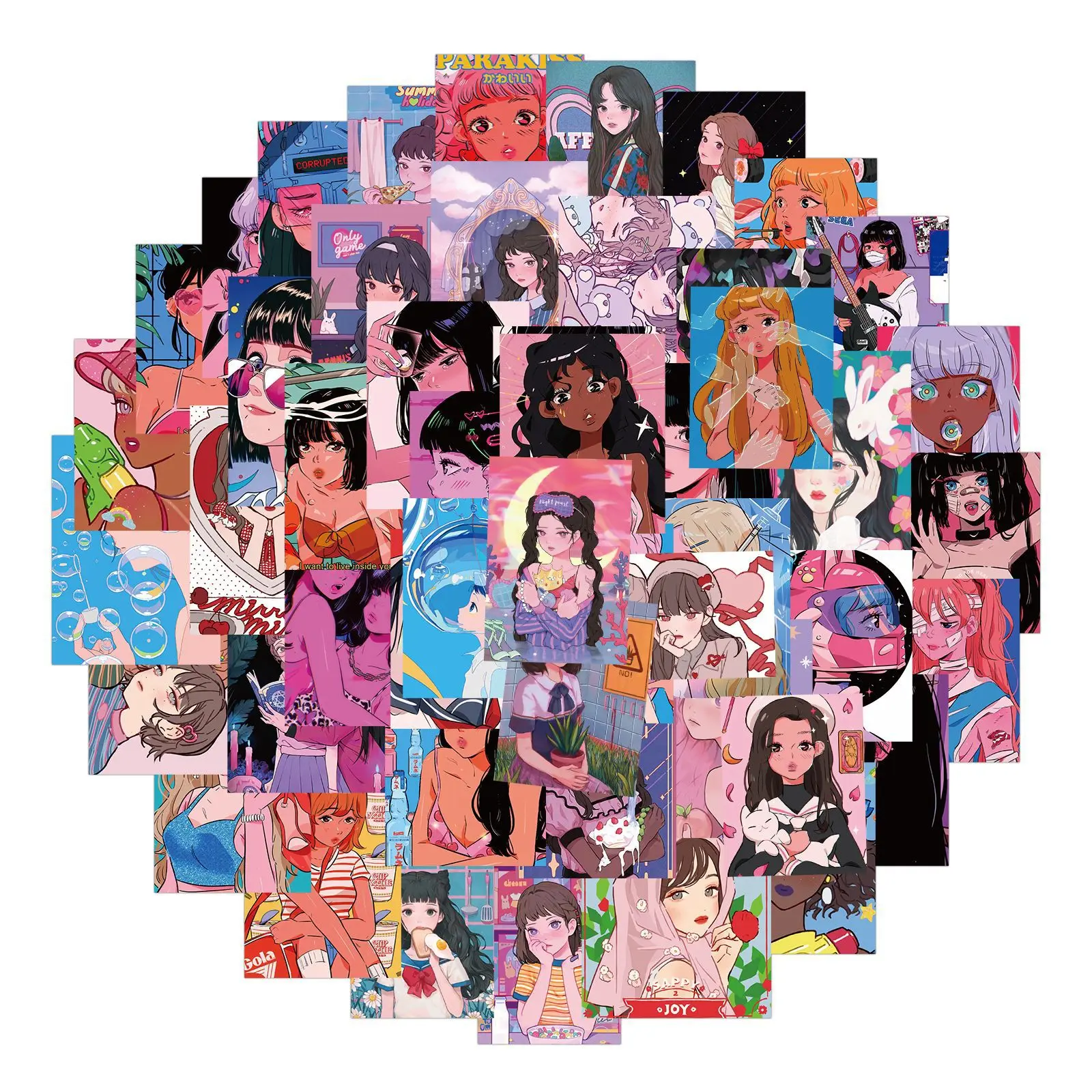 

10/50PCS Cute Girl Stickers Cartoon Girl Decals Anime Style Graffiti Decoration Fridge Luggage Laptop Guitar Car Bike Skateboard