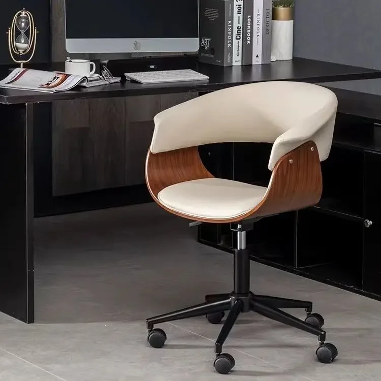 Simple Sedentary Swivel Chairs Lift Small Home Computer Chair Home Comfort Solid Wood Small Study Chair