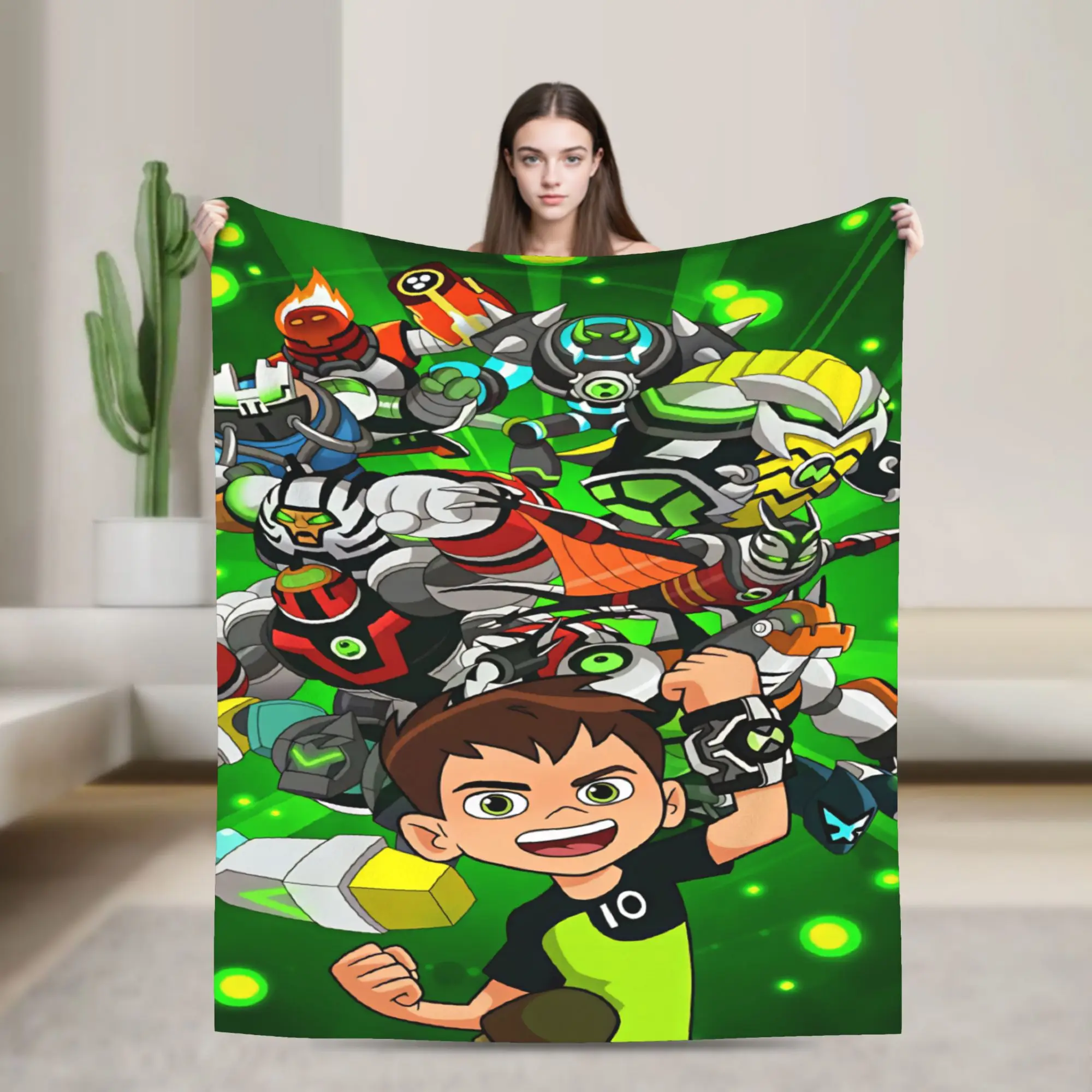 Ben 10 Cartoon Animation Blanket Quality Warm Cozy  Bedding Throws Winter Travel Office Chair Sofa Bed Funny Bedspread