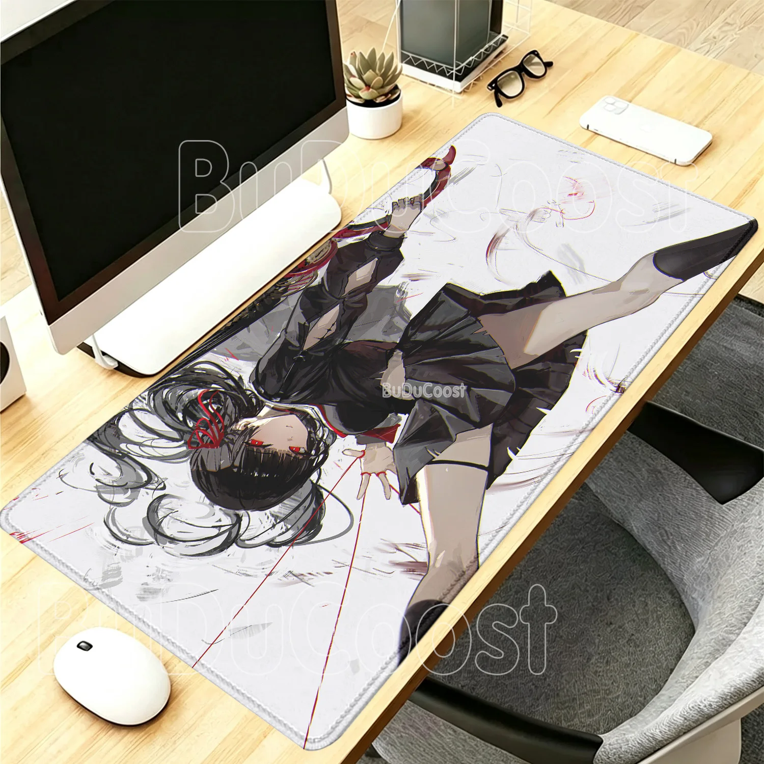 Gaming WuWa Chisa Wuthering Waves XXL Mouse Pad Office Non-slip Base Keyboard Desk Mat Overlock HD Printing Anime Girl Mousepad