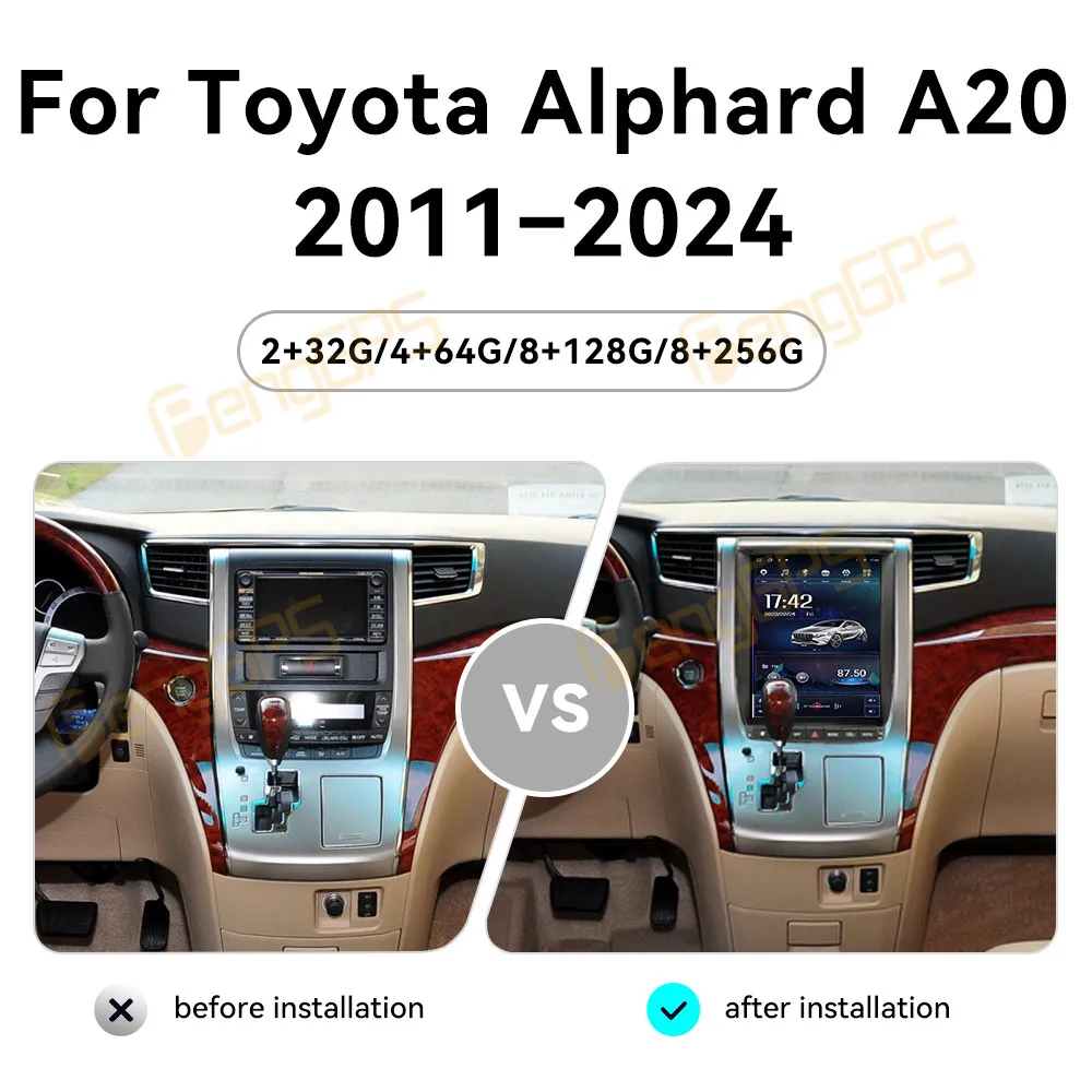 12.1'' Android 13 for Toyota Alphard A20 2011-2024 Touch Car Screen Navigation Apple Carplay Car Radio DSP BT Multimedia Player