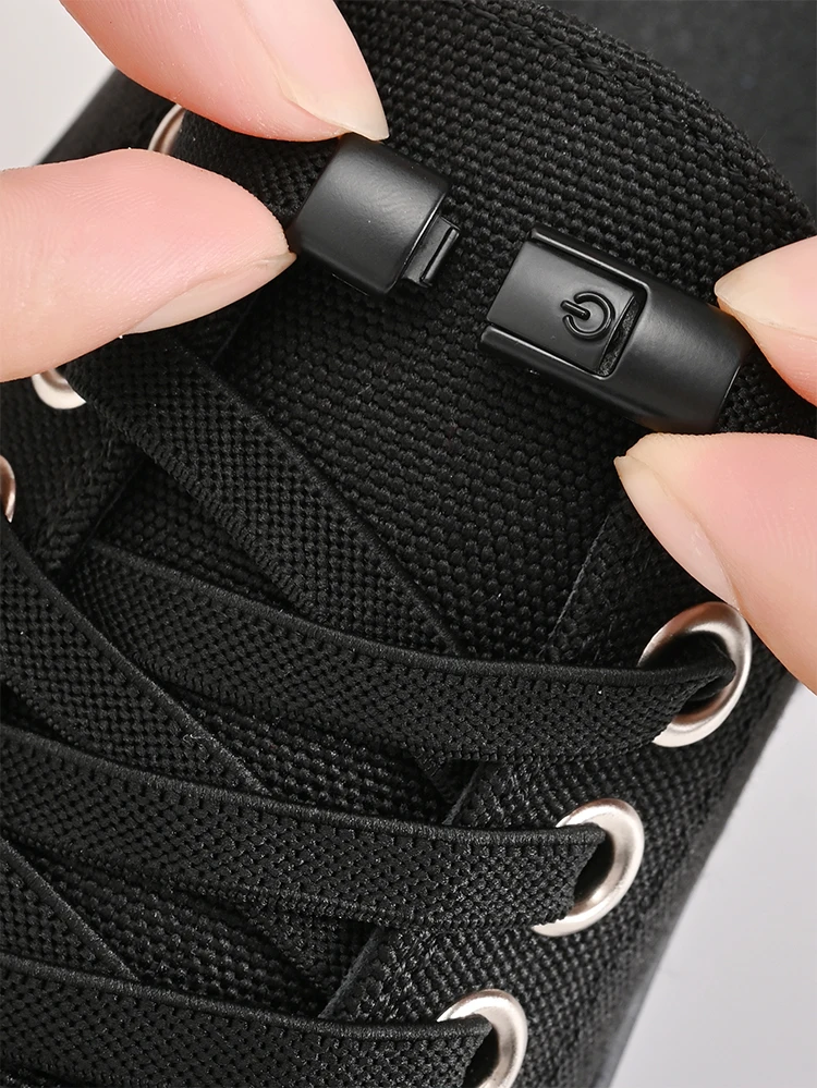 8mm 2024 Schnürsenkel ohne Binden mit Druckverschluss, elastische Schnürsenkel für Sneaker, Kinder und Erwachsene, verbreiterte flache Schnürsenkel für Schuhe – Detail 1