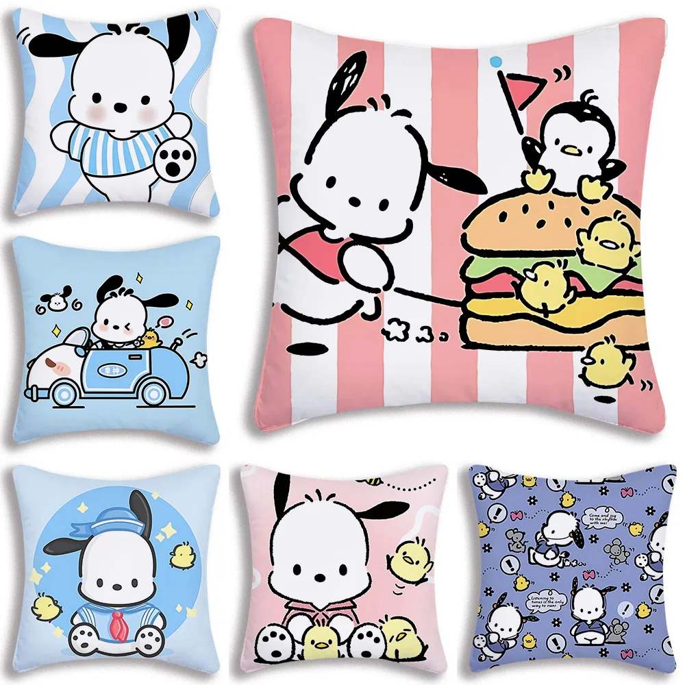 

Cartoon Sanrios Pochacco Kawaii Pillow Covers Cartoon Sofa Decorative Home Double-sided Printing Short Plush Cute Cushion Cover