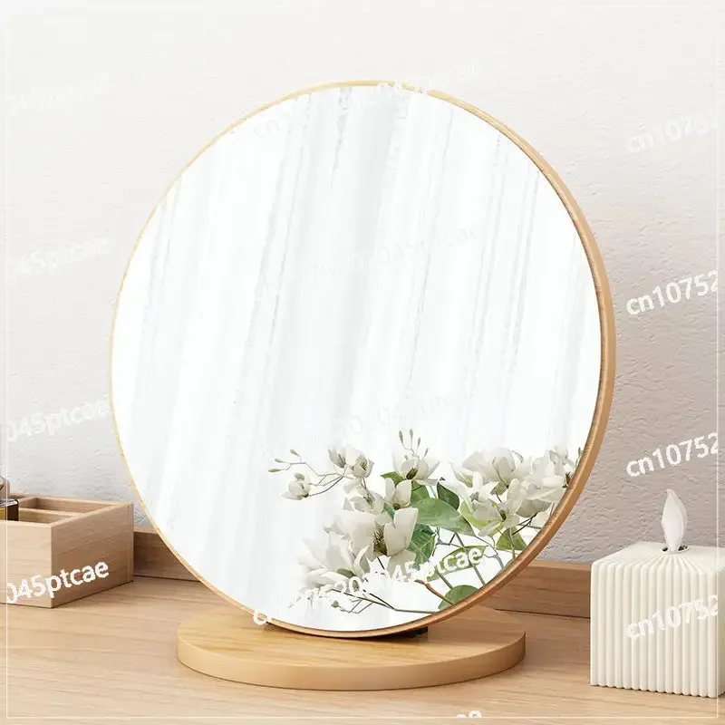 Round Mirror Desktop Mirror Nordic Makeup Bedroom Large Dressing Dormitory Princess  Desktop Retro