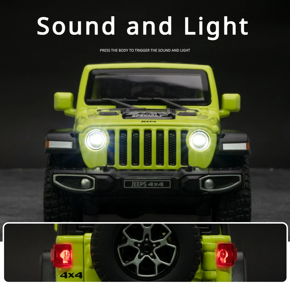 1:32 Jeep Wrangler Rubicon Off-road car Alloy Model Car Toy Diecasts Metal Casting Sound and Light Car Toys For Children Vehicle