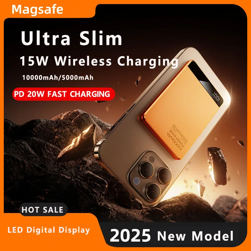 Magnetic 10000mAh Power Bank Qi Wireless Charger PD20W Super Fast Charging Powerbank For Magsafe iPhone 16 Samsung Huawei Xiaomi