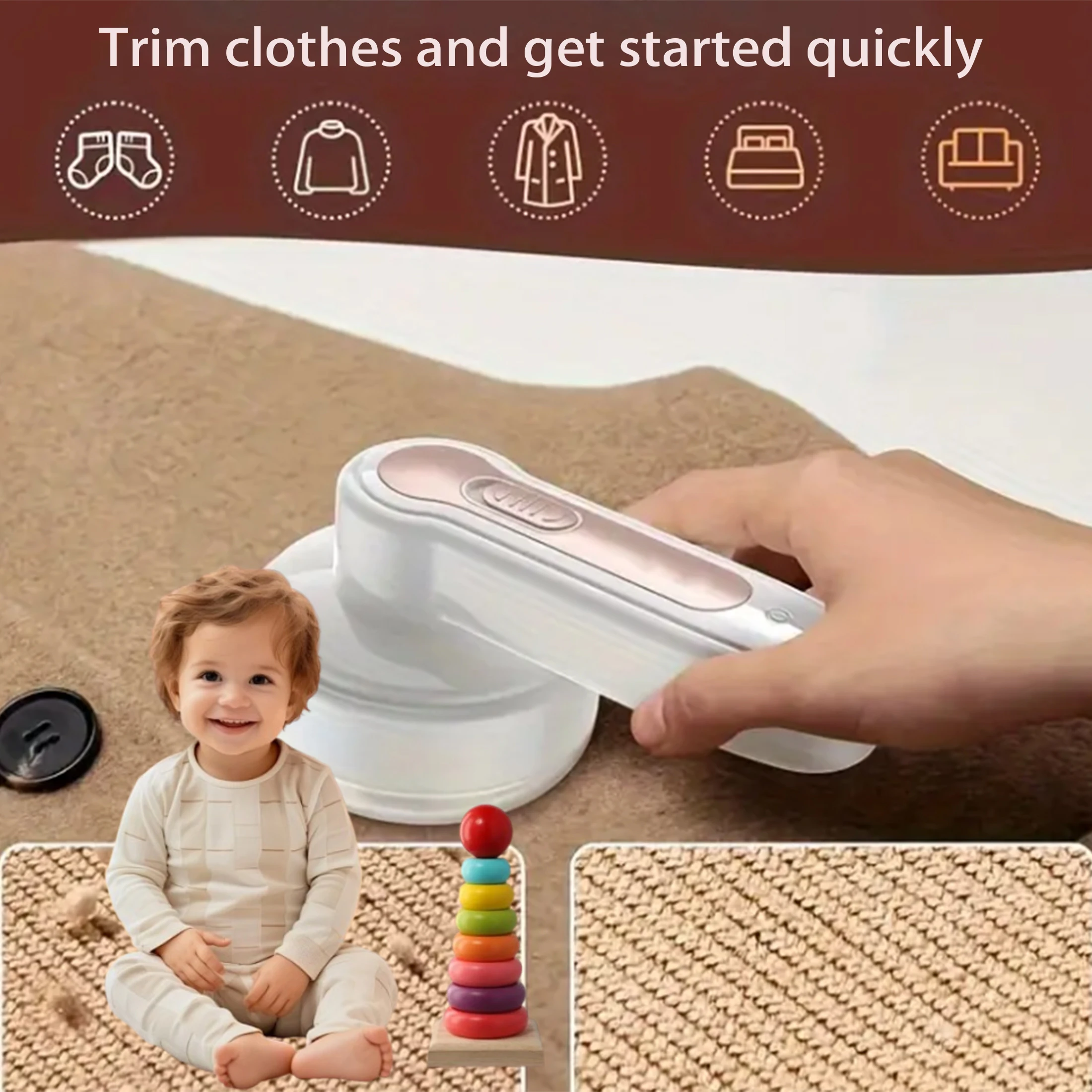 

Electric Fabric Lint Remover, Portable Rechargeable Lint Eraser with 2Replaceable Blades and Cleaning Brush