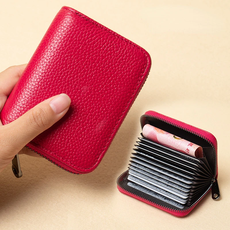 

9/18 Bits Leather Credit Card ID Card Holder Wallet Men Fashion Zipper Credit Card Holder Wallet Business Holder Bag Bags