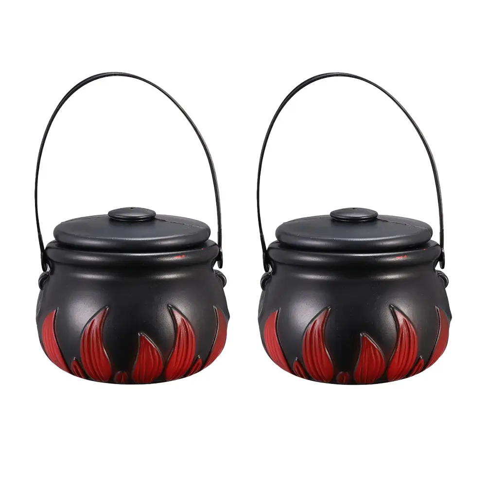 

2pcs Halloween Witch Candy Bucket Portable Storage Container For Snacks Treats Holder Lightweight Halloween Supplies