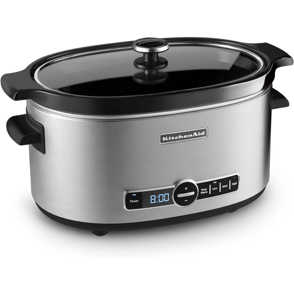 6-Qt. Slow Cooker With Standard Lid - Stainless Steel Multicooker Stew Pot Rice Cooking Appliances Kitchen Home