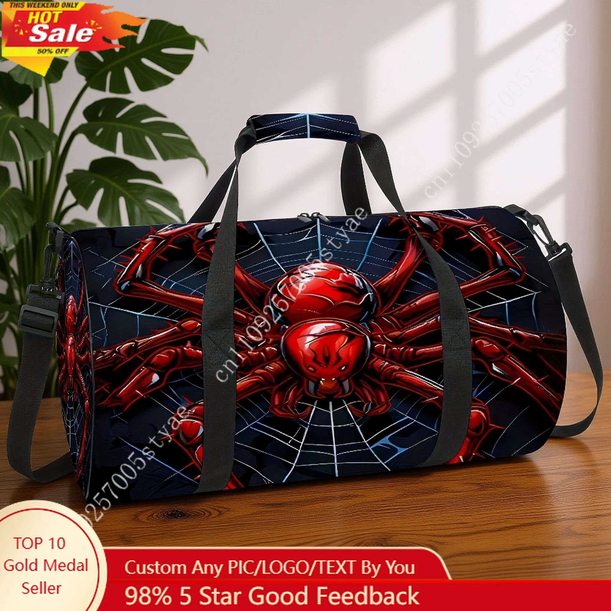 

Spider Print Large Capacity Travel Bag Adjustable Shoulder Straps Cosplay Bags Suitable for Daily Gym Storage