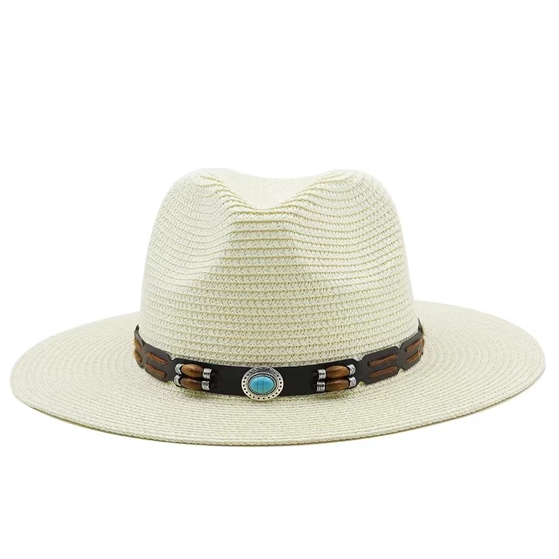 Large Size Panama Hats Lady Beach Parent-child Wide Brim Straw Hat Man Summer Sun Cap Plus Size Fedora Hat  56-58cm 59-61cm