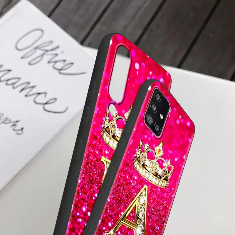 Pink Diamonds Letter Case For Samsung Galaxy A54 A52 A14 5G A53 A12 A13 A71 A23 A34 A33 A21s Phone Cover