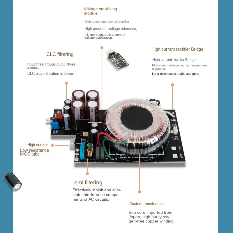 LHY Audio Lps50 Tiger Fish Fever DC Linear Stabilized Power Supply Dc5v 9 12 15 18V Filter Purification Noise Reduction