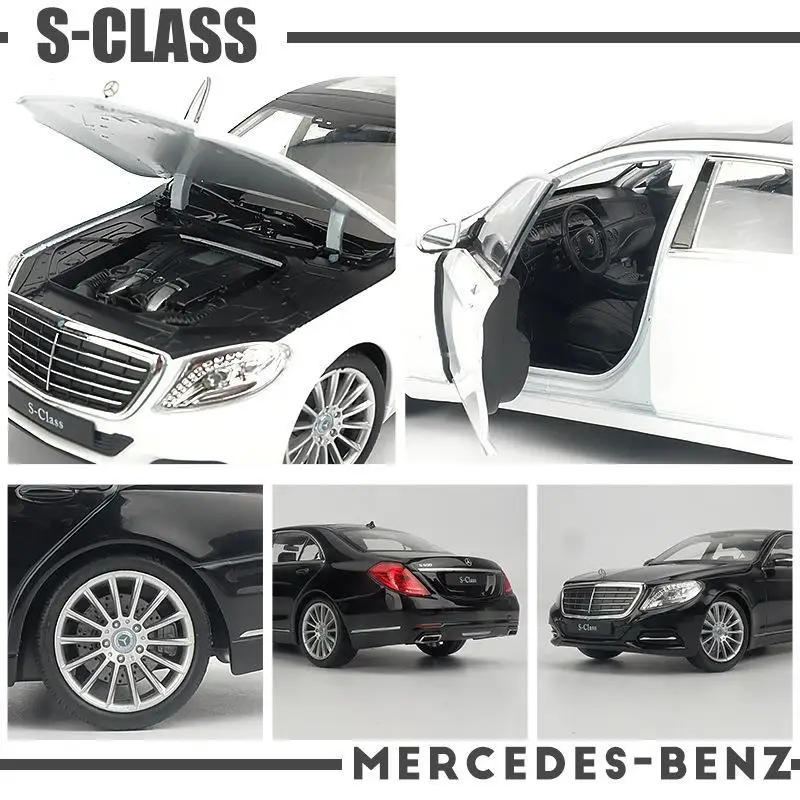 WELLY 1:24 Mercedes Benz S-Class Classical Diecast Car Metal Alloy Model Car Toys for Children Toy Gift Collection B47