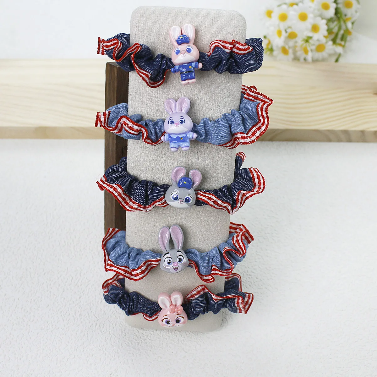 

Kawaii Disney Judy Hopps Hair Tie with Bow Clip Cute and Versatile High-Elastic Hair Elastic Holiday Gift