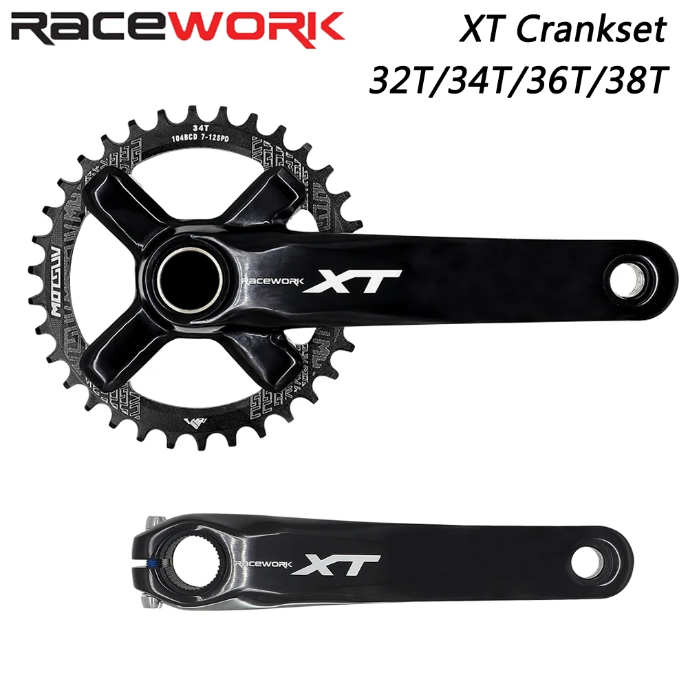 RACEWORK XT 9/10/11 Speed Crankset 170mm/175mm Crank 104BCD Round Chainring 32/34/36/38T for MTB Bike Bicycle Parts