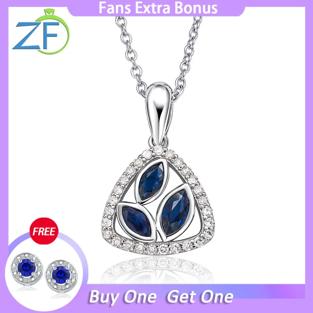 GZ ZONGFA Diamond Necklace Pure 925 Sterling Silver Leaf Pendant For Women Natural Sapphire 1ct Gems Christmas Gift Fine Jewelry