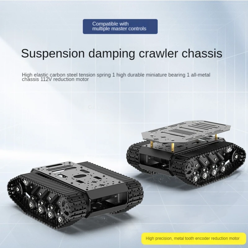 10KG Load Strong Shock Absorption Tank Chassis with Motor Suspension All Metal Tank Robot Kit Coding Motor Intelligent Robot Car