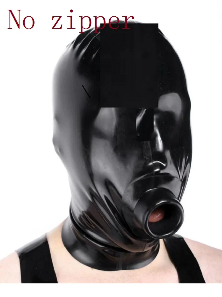 Latex Hood cosplay Mask Heterotypic Bonnet Seamless version Mouth Gag with Plug Insert Stuff