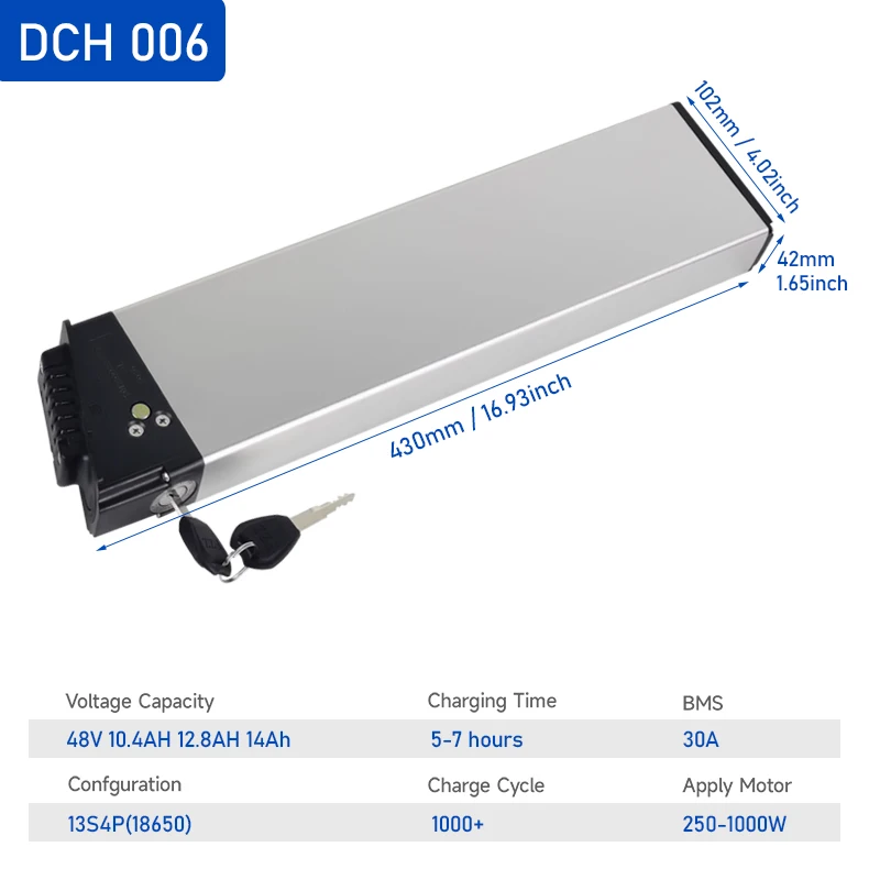 

48V Folding Ebike Battery DCH 006 10.4AH 12.8AH 14AH for SAMEBIKE 20lvxd30 NAKXUS 20F063 Electric Bike Battery