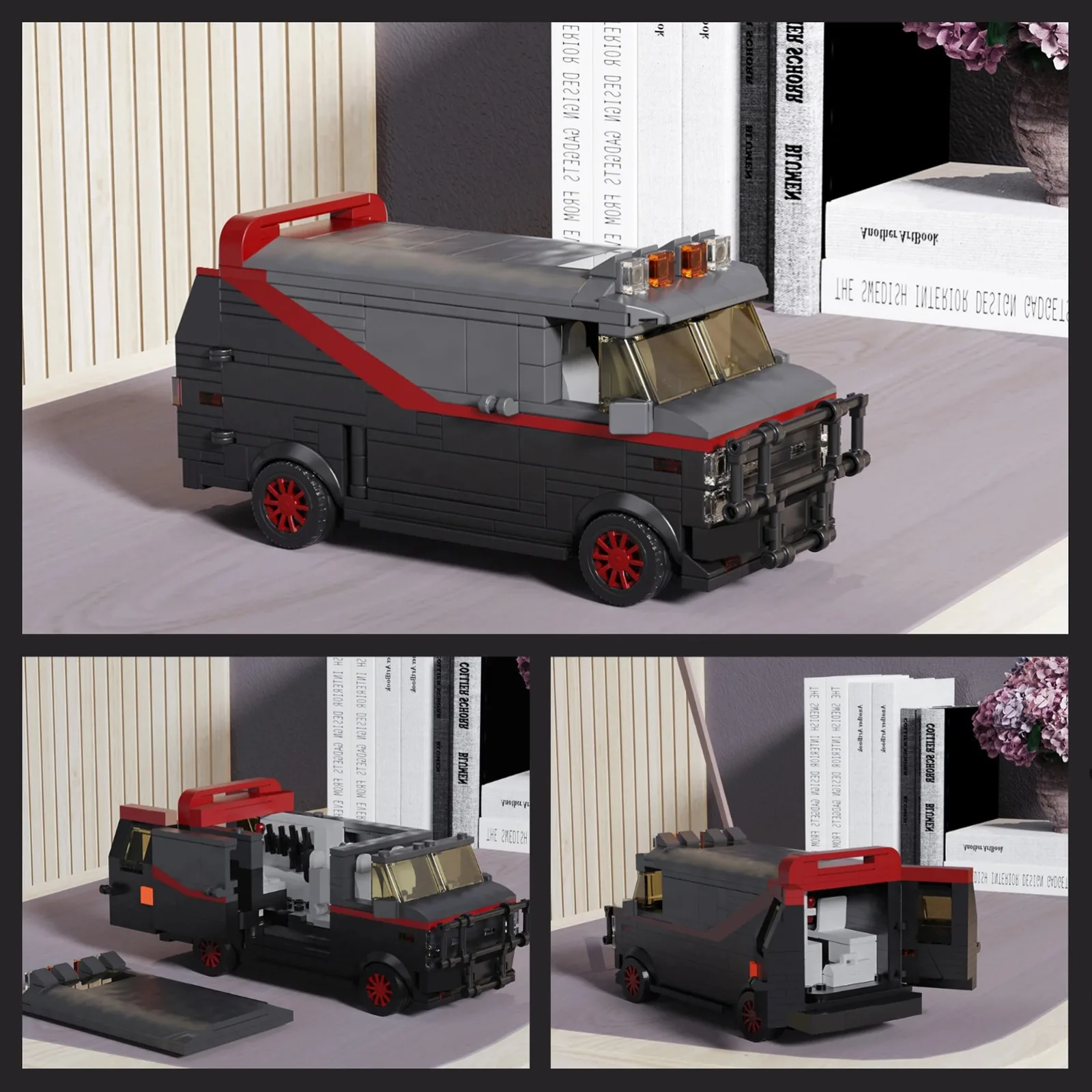 Van Car Building Set Nostalgic Movie Classic Replica Van Car Blocks Model Home Desktop Decoration Toys Gifts for Kids
