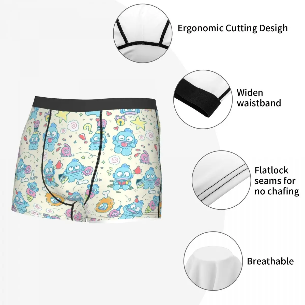 Ropa interior personalizada Kawaii Hangyodon para hombre, calzoncillos Boxer con estampado de pez payaso de dibujos animados de Anime, pantalones cortos, bragas, calzoncillos suaves