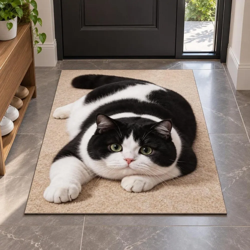 Diatomaceous Earth 3D Cat Floor Mat Realistic 40×60CM 50×80CM 60×90CM Bathroom Carpet Non-slip Washable Bedroom Door Rug