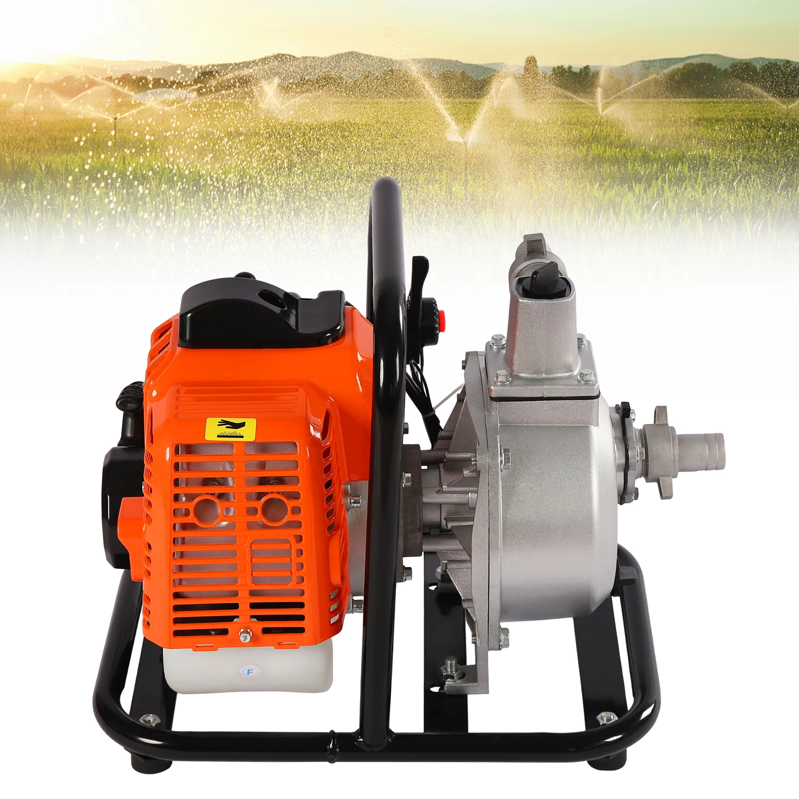 Solar Water Pump with 43CC Two-Stroke Motor, 135L/Min Flow, 1250W Power, Durable and Portable with Large 1L Fuel Tank, Easy