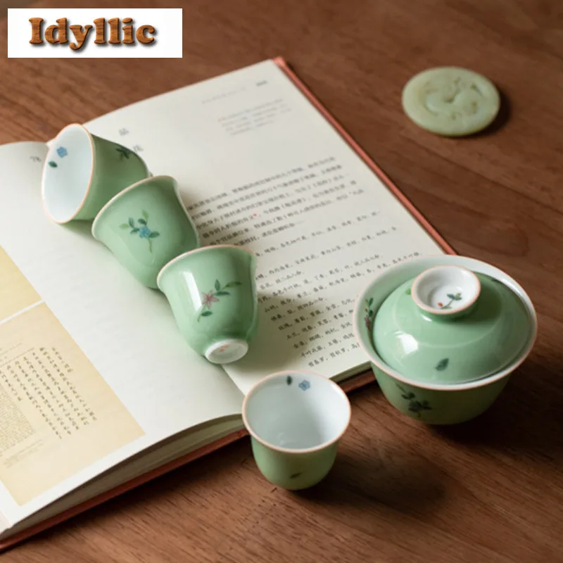 

Clustered Flower Tea Set Complete Set Retro Set Of Cups Porcelain Bowls Tea Ceremony Set Teapot And Tea Cup Set Cafes Ornaments
