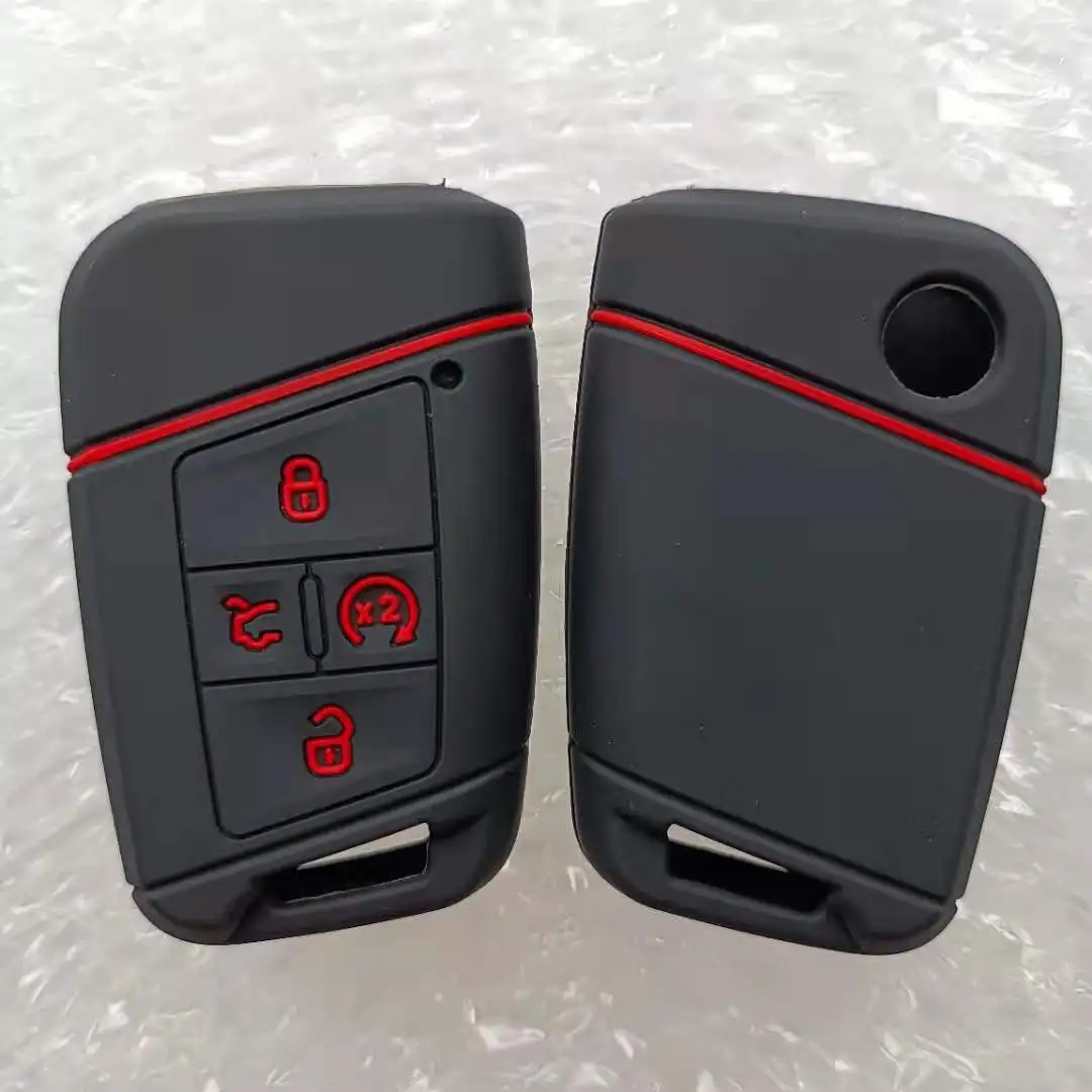 Silicon Key Case 4 Button For Volkswagen VW 2018 Atlas SEL V6 Tiguan Magotan Golf7 MK7  Passat B8  Remote Smart Keyless