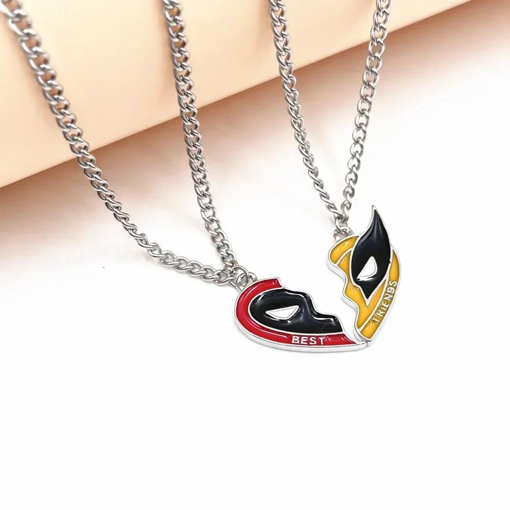 Movie Superhero Best Friend Cosplay Necklace Heart Shaped Pendant Unisex Gothic Clavicular Chain Jewelry Accessories Couple Gift