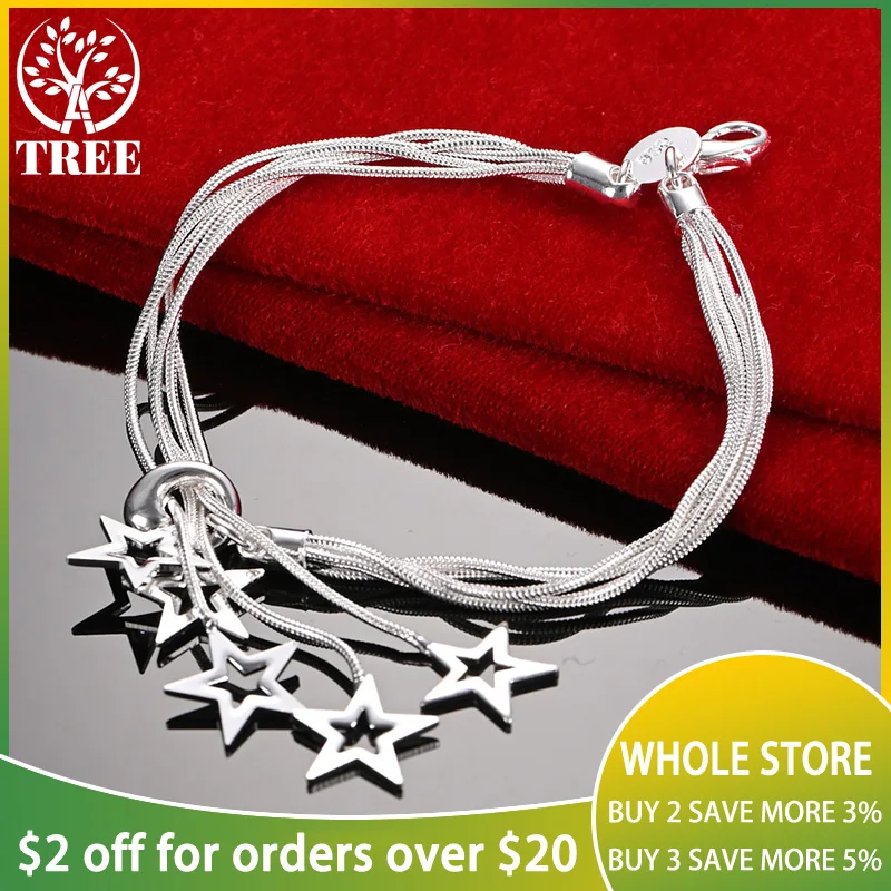 

ALITREE 925 Sterling Silver 24K Gold Snake Chain Star Bracelets For Woman Wedding Party Fashion Fine Jewelry Lady Birthday Gifts