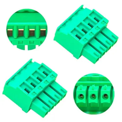 

3.81mm Phoenix Connector 4 Pin, Green PCB Screw Terminal Block Connector Screw Connection (2Pcs 3.81M-ZK-4P)