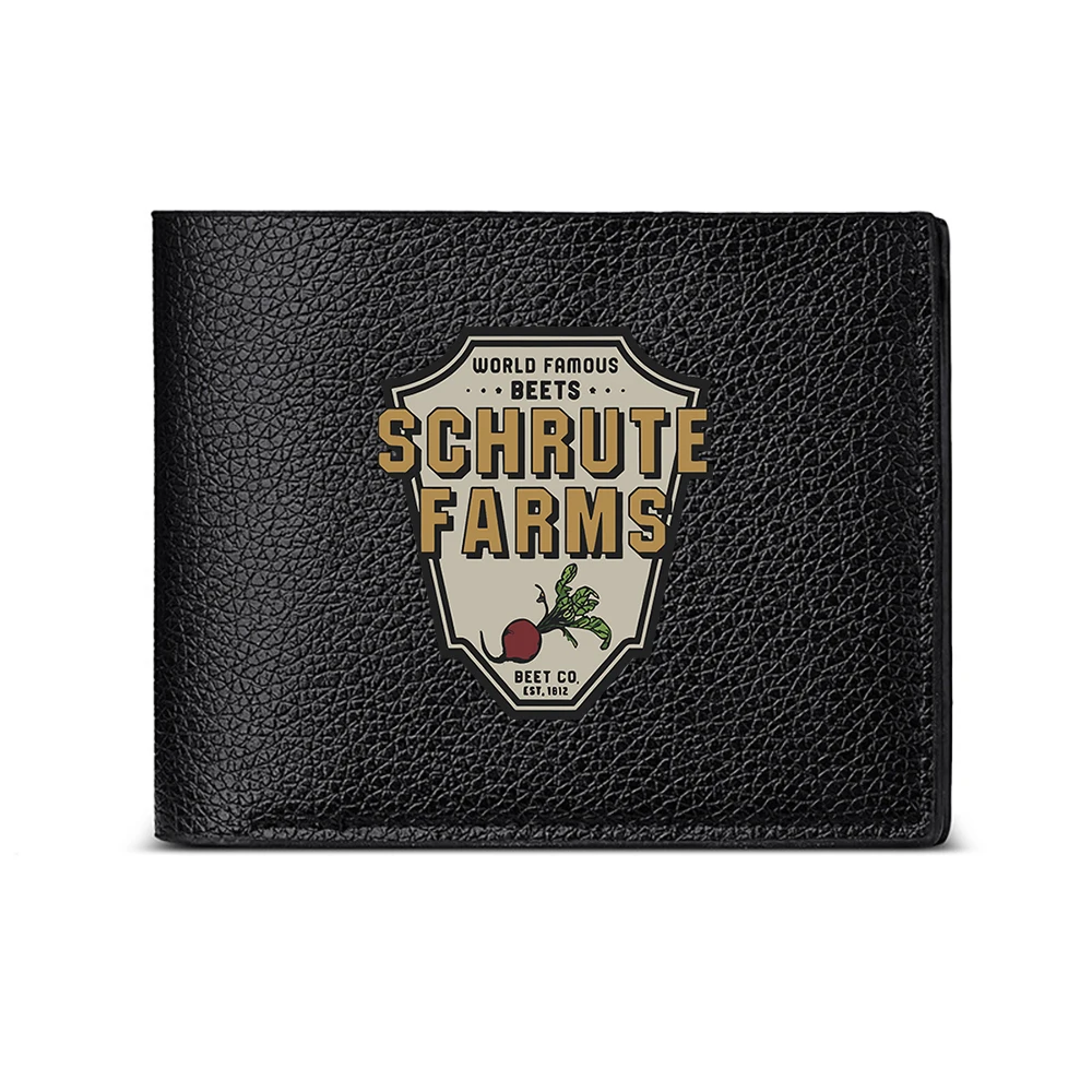 World Famous Beets Schrute Farms Shield Design Men's Wallet Card Holder Casual Business Fashion Print