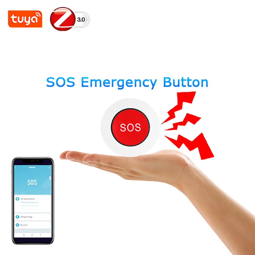 Smart Life Zigbee SOS Button Tuya Alarm Emergency Button Personal Smart Home Security System For Senior Elderly Children