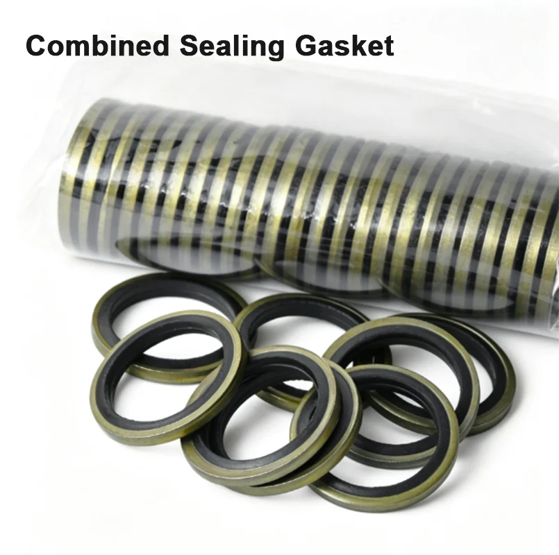2-50Pcs Bonded Seal Washer Carbon Steel NBR Rubber Combined Sealing Gasket M6 M8 M10 M12 M14 M15M16 For Hydraulic Oil Pipe Seal