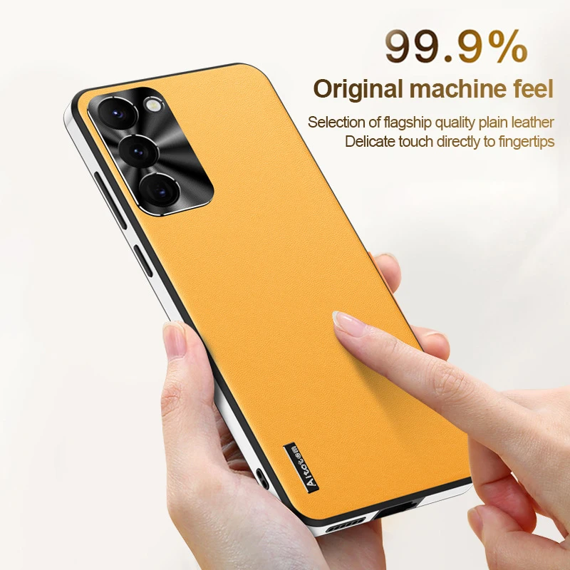 New Luxury Leather Phone Case for Samsung Galaxy S25＋ S24 Ultra S23 S22 S21 Metal Lens Frosted Anti-Fingerprint Protective Cover