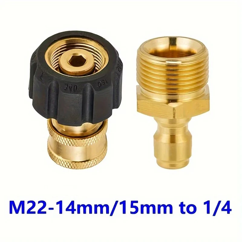 M22-14mm To 1/4 Quick Release Adapter Brass High Pressure Washer Convert Fitting For Power Wash Gun Hose Connection Parts