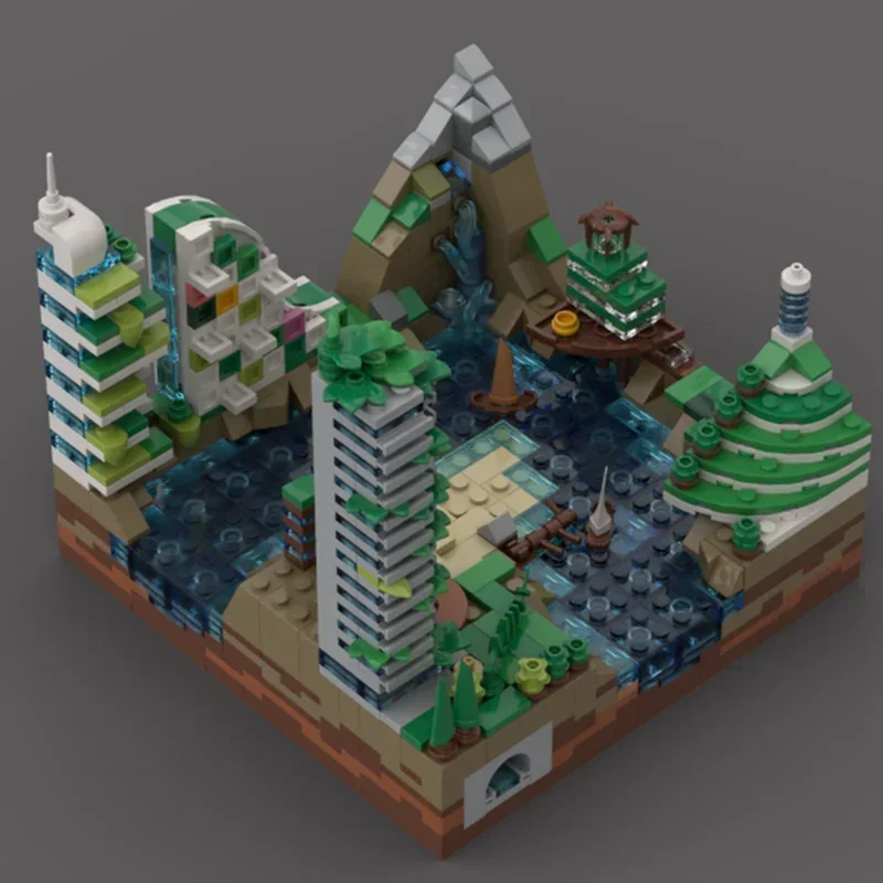 Stad Street View Model Moc Bouwstenen Micro Groene Stad Technologie Modulaire Blokken Geschenken Kerst Speelgoed DIY Sets Montage