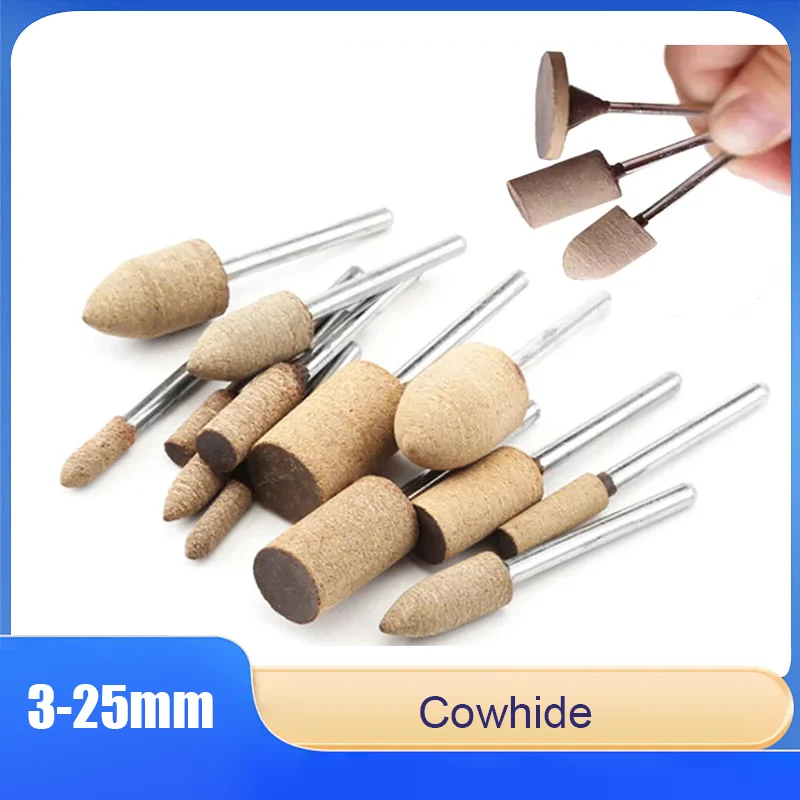 

2.35mm /3mm Shank Cowhide Polishing Buffing Wheel Round Bullet T-shaped Sanding Heads For Rotary Tools Rust Removal 5Pcs