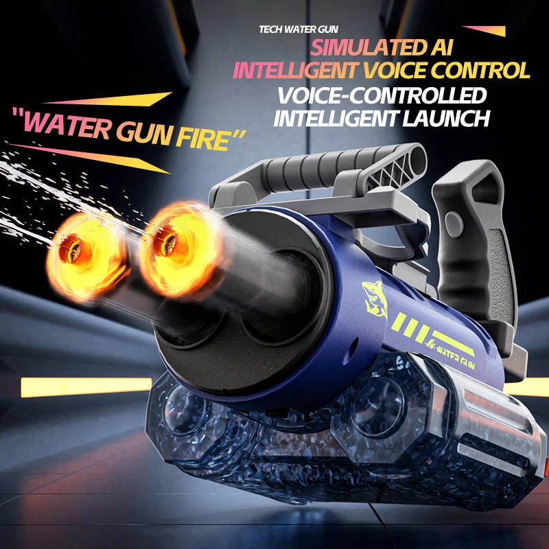Outdoor Toys Gatling Voice Control Electric Rotating Double Barrel Water Gun Muzzle Flame Spray Water Gun - view 6