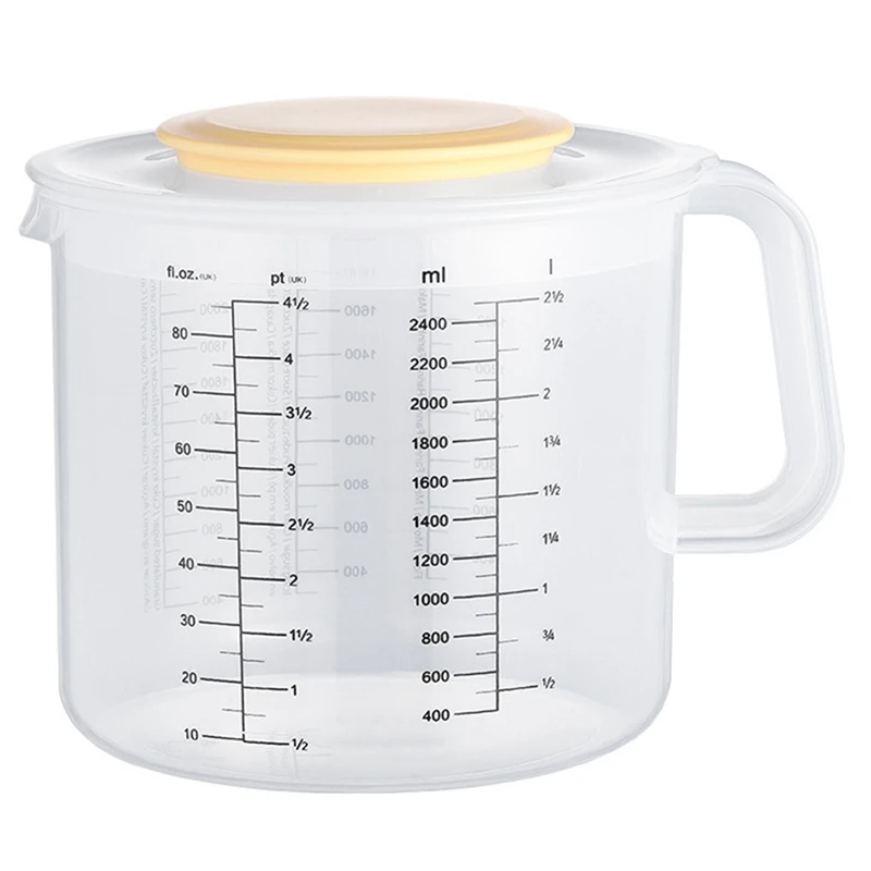 Plastic Ounce Measuring Cups and Mixing Pitcher for Baking with Lid Liquid Measuring /Jar in Ml with Splash Guard-A23R